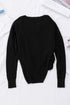 Wrap V Neck Waffle Sweater